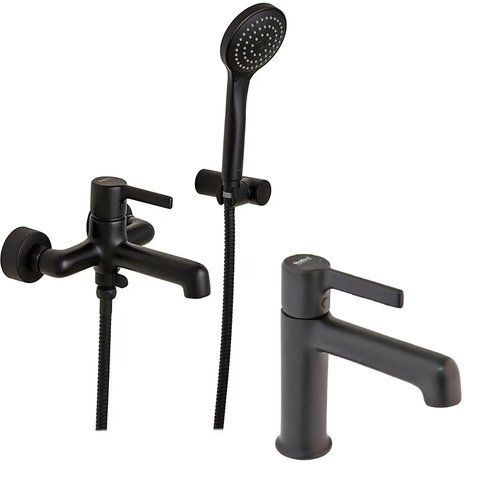 Набір 2 в 1 змішувач для вани Haiba Markus 009 Euro Black (HB3975) + Haiba Markus 001 Black (HB3971) SET-H4233 фото