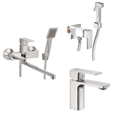 Набір 3 в 1 змішувач для вани Haiba KUBUS 006 (HB0793) + Haiba KUBUS 001 (HB0792) + Haiba Kubus 002 (Inner) (HB3950) SET-H4207 фото