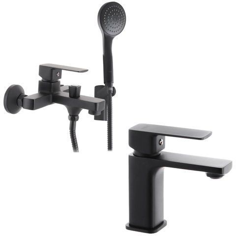 Набір 2 в 1 змішувач для вани Haiba KUBUS 009 EURO BLACK (HB3932) + HAIBA KUBUS 001 (HB3928) SET-H4213 фото