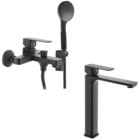 Набір 2 в 1 змішувач для вани Haiba KUBUS 009 EURO BLACK (HB3932) + HAIBA KUBUS 001 (HB3929) SET-H4214 фото