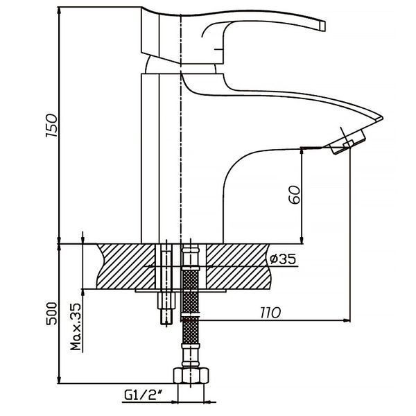 Змішувач для умивальника Haiba Focus 001 (HB0111) HB0111 фото