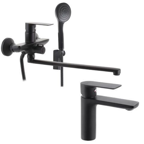 Набір 2 в 1 змішувач для вани Haiba ALEX 006 BLACK (HB3925) + HAIBA ALEX 001 (HB3921) SET-H4227 фото