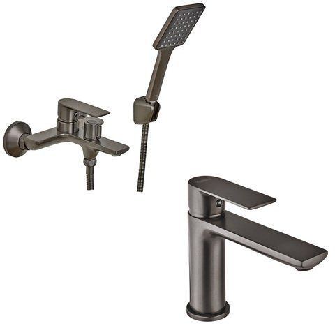 Набір 2 в 1 змішувач для вани Haiba Alex 009 Euro Graphite (HB3998) + Haiba Alex 001 Long Graphite (HB3993) SET-H4231 фото