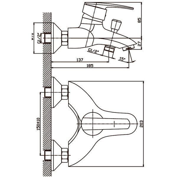 Змішувач для ванни Haiba Agat 009 (HB0007) HB0007 фото